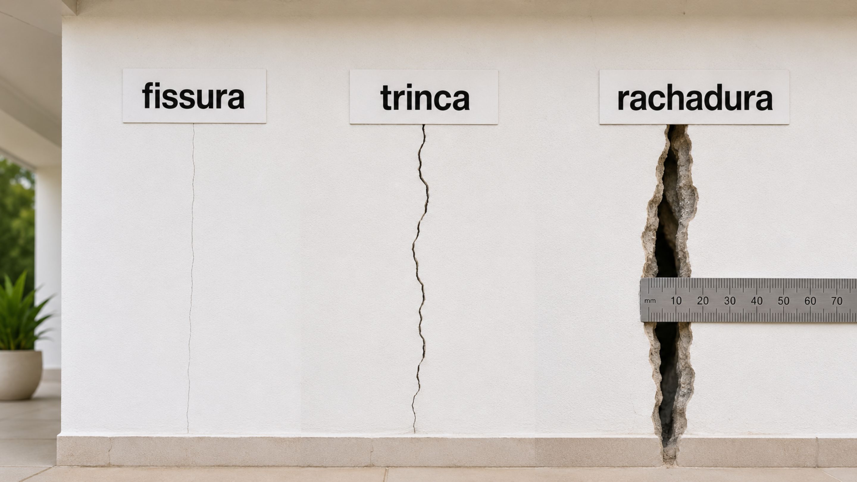 Qual é a diferença entre trinca, fissura e rachadura e como saber quando chamar um profissional