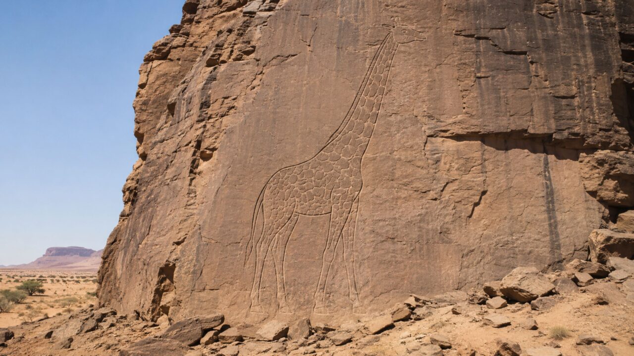 Gravuras gigantes de girafas com 8.000 anos de idade são encontradas no deserto do Saara