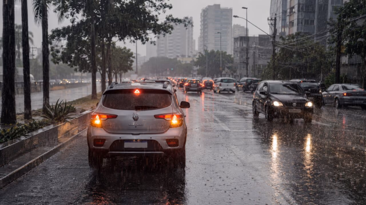 Motoristas que andam com pisca-alerta durante chuvas fortes certamente desconhecem o art. 40 do CTB