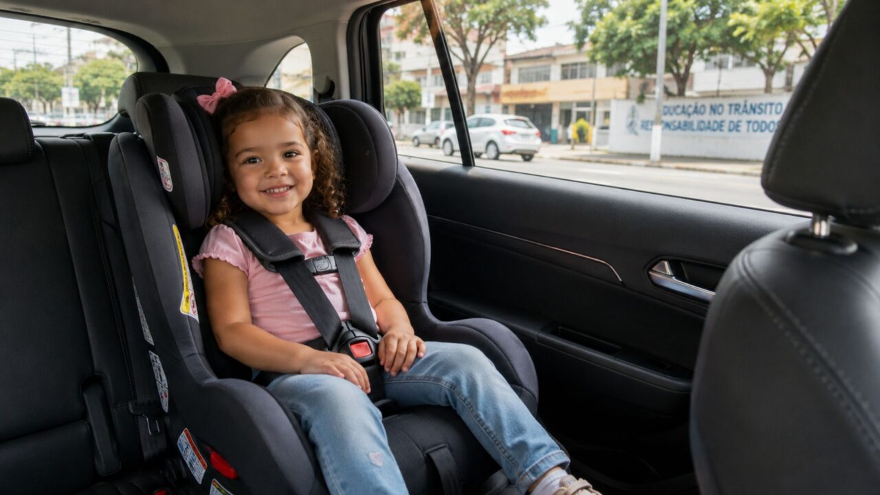 Pais que levam filhos no banco da frente do carro precisam conhecer a regra geral da lei