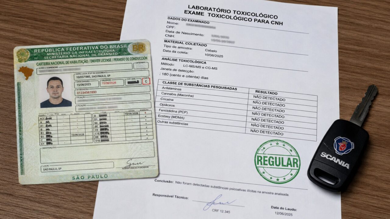 Motoristas com categoria C, D e E precisam ficar atentos ao novo exame toxicólogico obrigatório