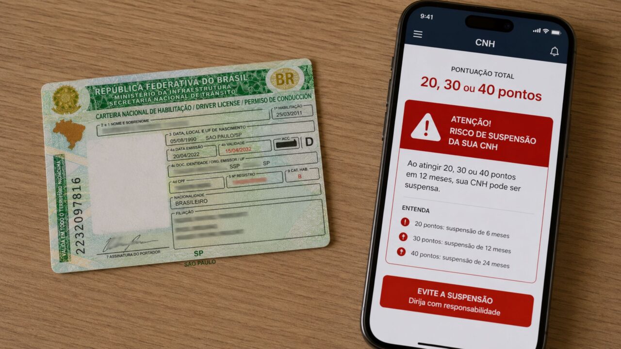 Motoristas que possuem a CNH com 20 pontos podem perder a carteira em até 12 meses com essa regra