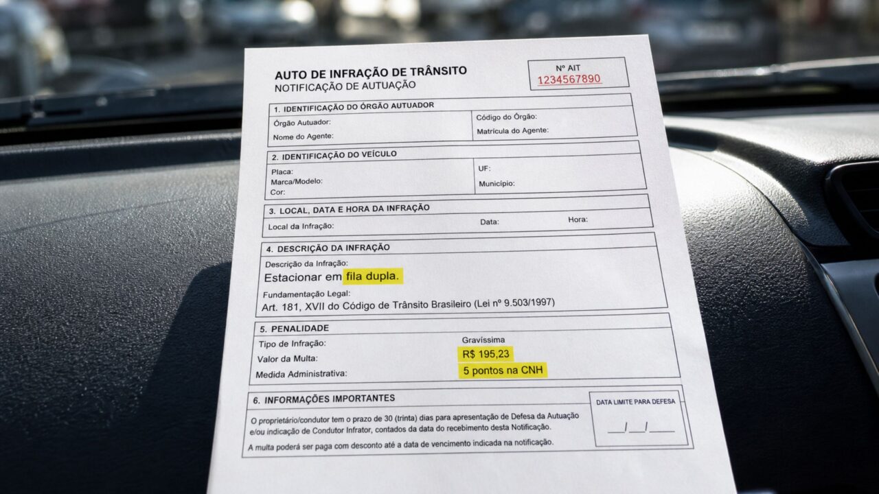 O que diz o art. 181 do CTB sobre parar em fila dupla?