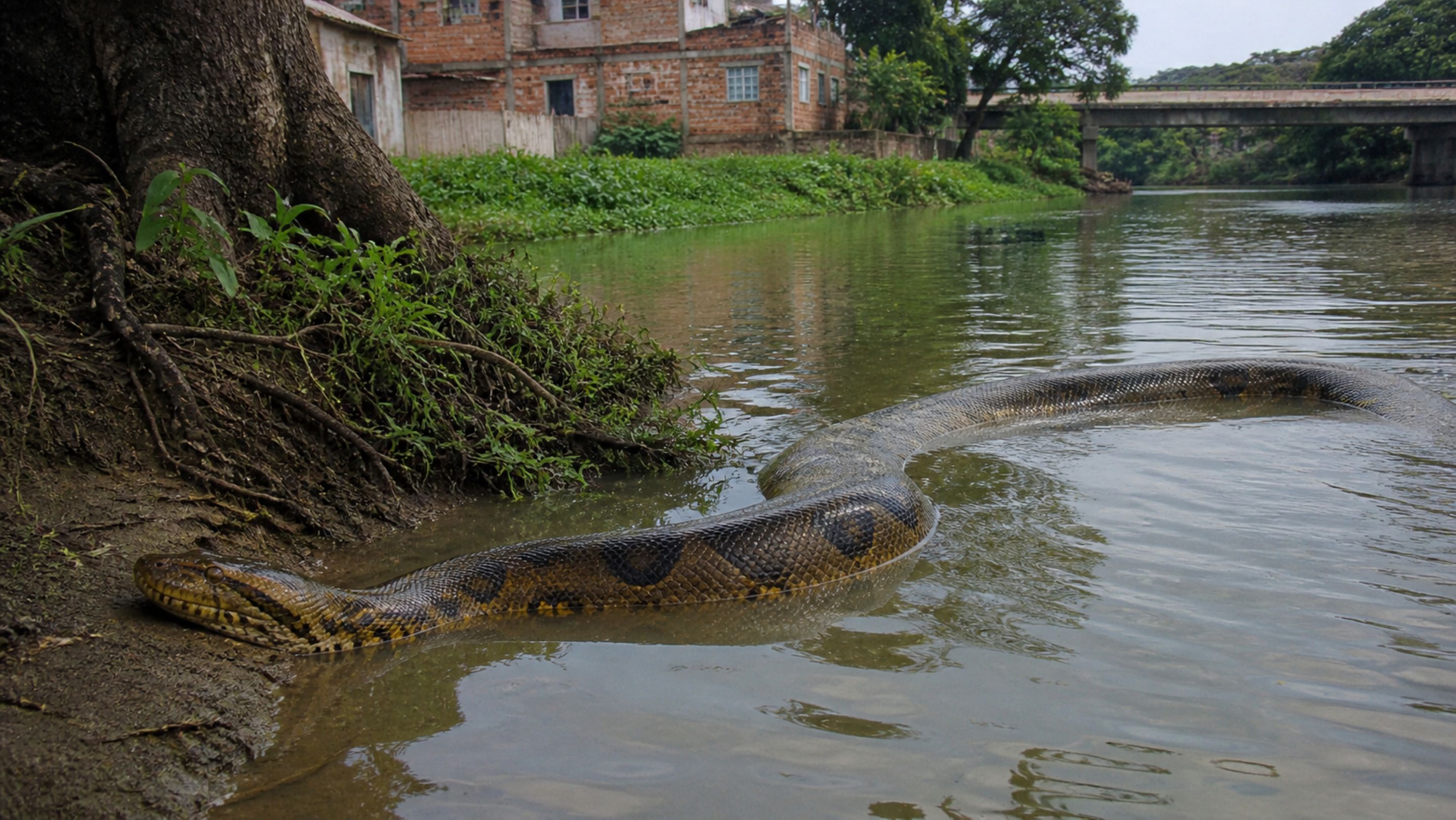 Sucuri-verde gigante é encontrada morta boiando no Rio Tocantins e chama atenção no Brasil