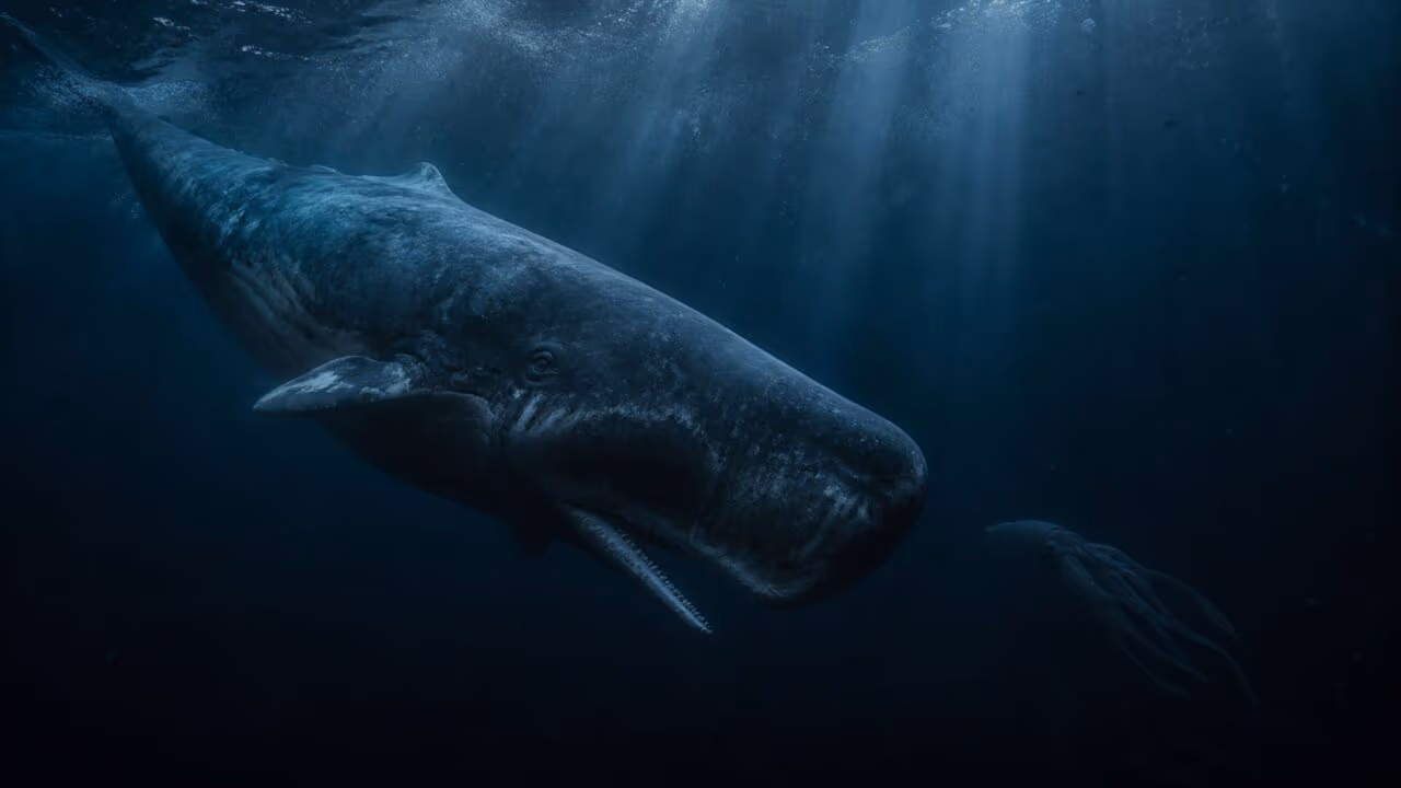 O animal eleito o maior predador com dentes do planeta, caça lulas gigantes nas profundezas e mata baleias assassinas