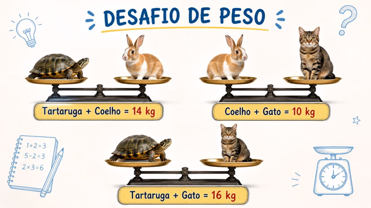Desafio de matemática: você consegue encontrar qual animal é o mais leve?