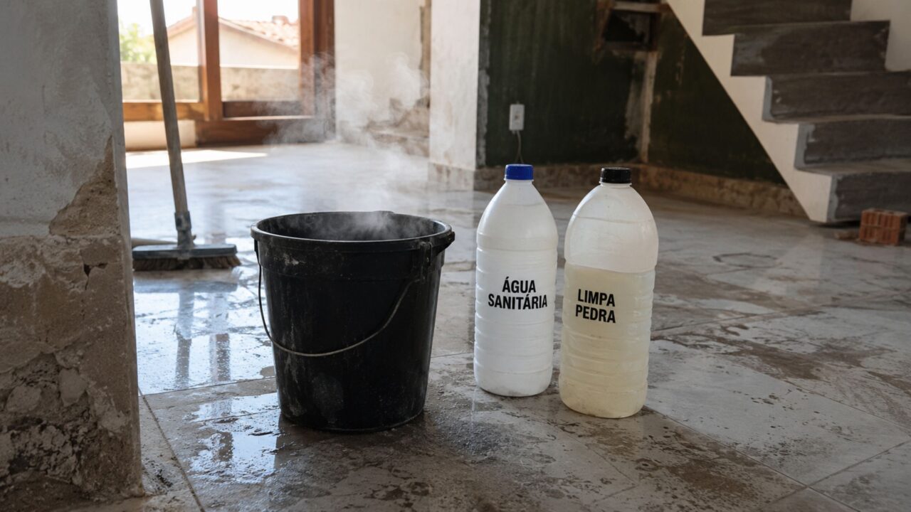 A mistura perigosa que muita gente faz para limpar piso depois da obra e pode destruir horas de trabalho