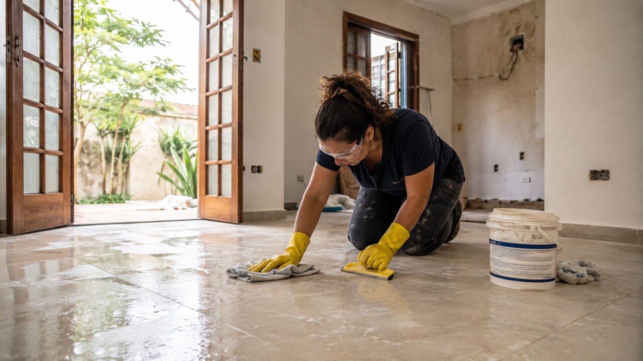 A mistura perigosa que muita gente faz para limpar piso depois da obra e pode destruir horas de trabalho