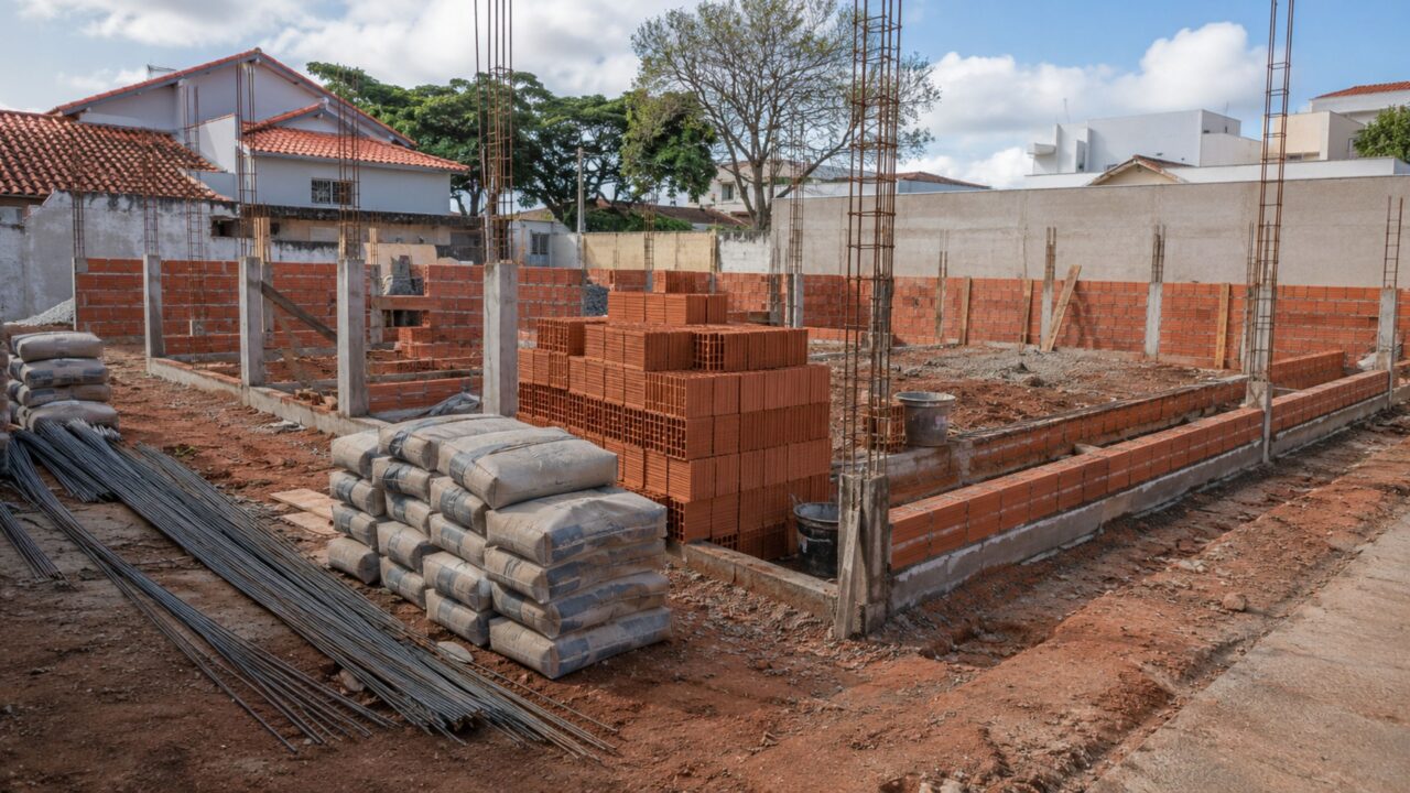 Quanto custa e qual a quantidade de material necessária para construir um muro em volta de um terreno 10×20?