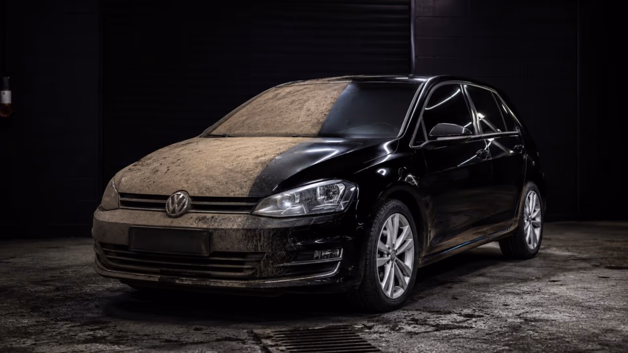Homem encontra Golf abandonado na garagem de um prédio e o que encontra por baixo revela um segredo surpreendente