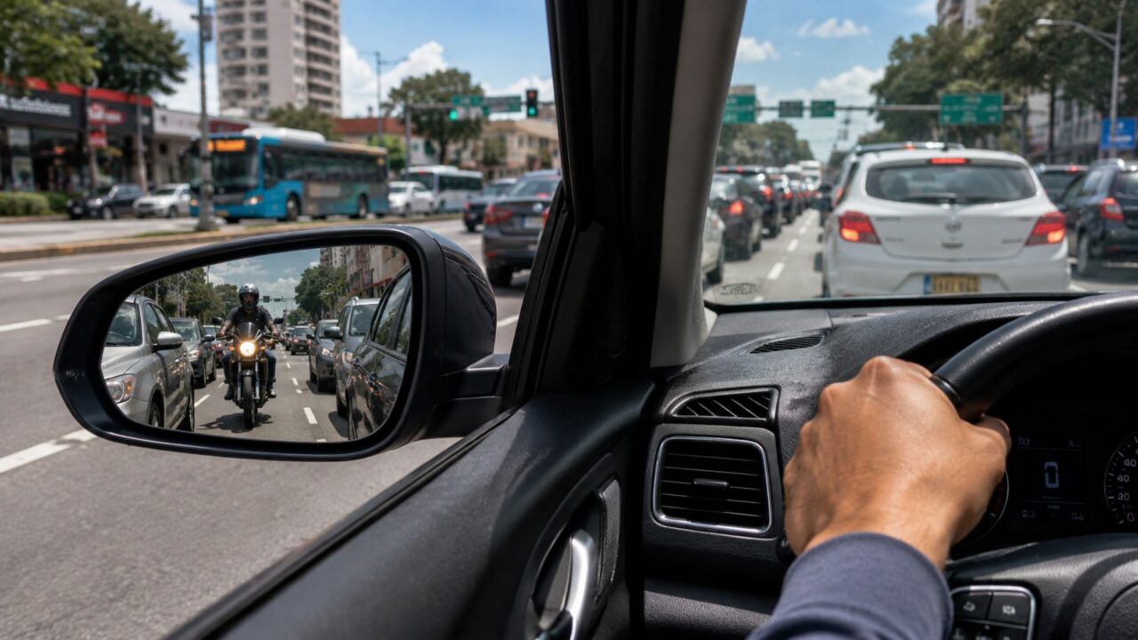 Motociclista no ponto cego: o erro silencioso que motoristas cometem todos os dias sem perceber