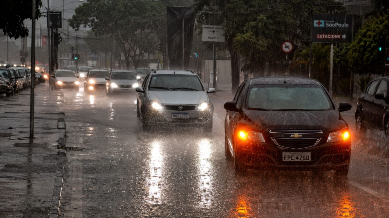 O que a lei diz sobre o uso do pisca-alerta durante chuva e por que motoristas devem ter cuidado