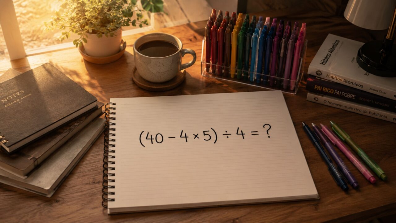 Quanto é (40 – 4 × 5) ÷ 4? um desafio que, se resolvido, você sabe que avançou para o próximo nível