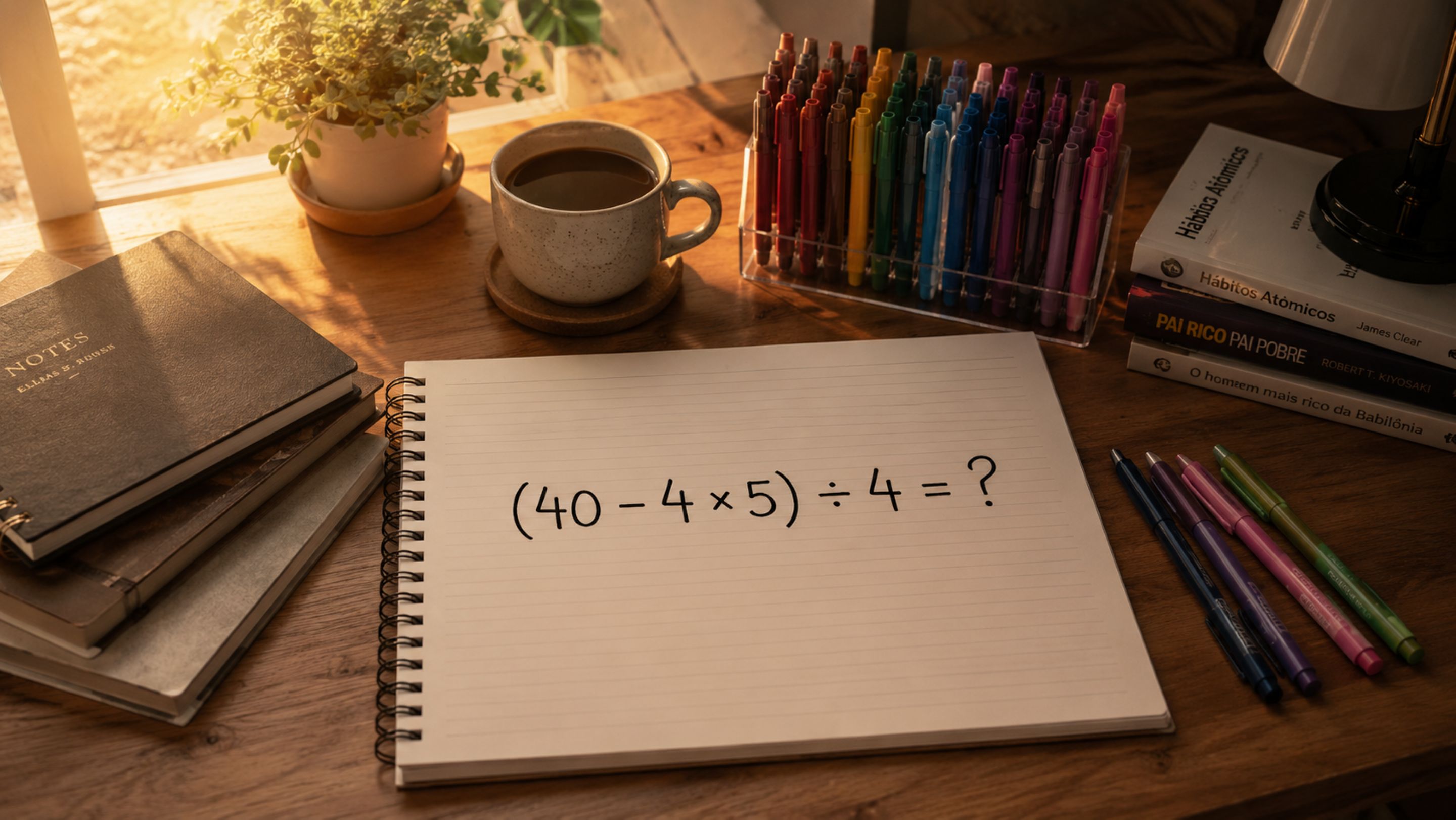 Quanto é (40 – 4 × 5) ÷ 4? um desafio que, se resolvido, você sabe que avançou para o próximo nível