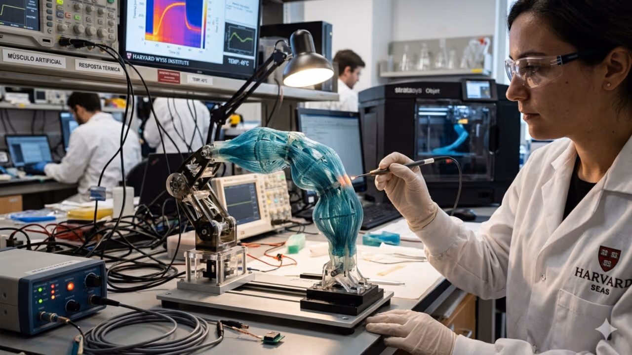 Cientistas de Harvard desenvolvem “músculos” artificiais com impressora 3D que dobram, torcem e se contraem: com isso abrem caminho para robôs mais flexíveis com garras inteligentes e máquinas com movimentos humanos