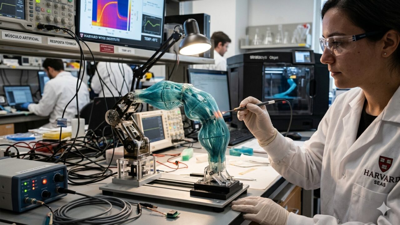 Cientistas de Harvard desenvolvem “músculos” artificiais com impressora 3D que dobram, torcem e se contraem: com isso abrem caminho para robôs mais flexíveis com garras inteligentes e máquinas com movimentos humanos