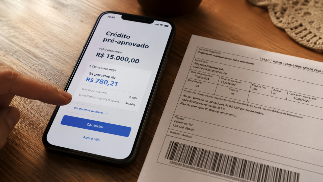 Crédito pré-aprovado no app parece solução, mas pode virar armadilha