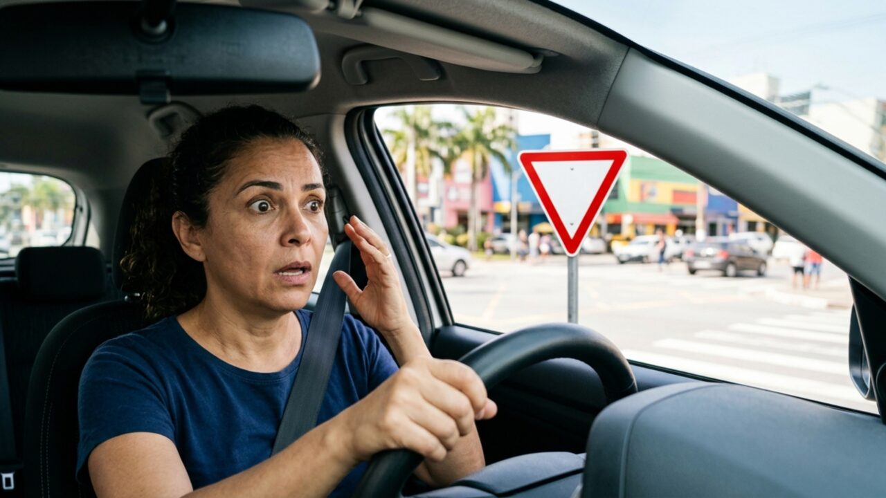 O que significa a placa triangular branca virada para baixo que muda a prioridade no cruzamento antes mesmo do motorista perceber