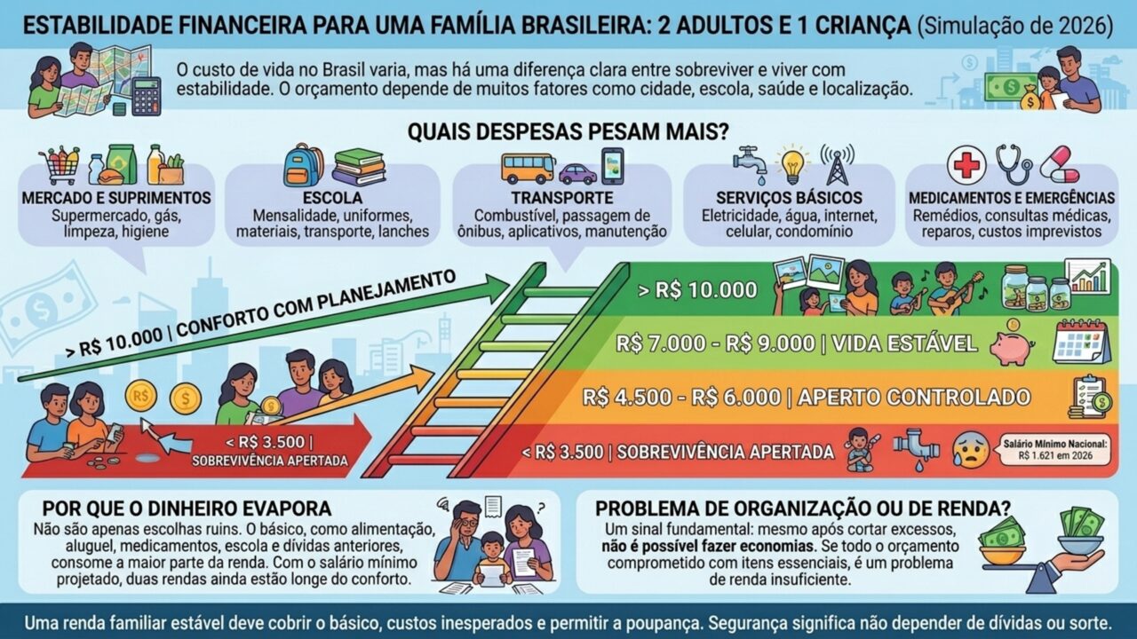 Quanto uma família precisa ganhar para não passar aperto no Brasil e ainda conseguir respirar