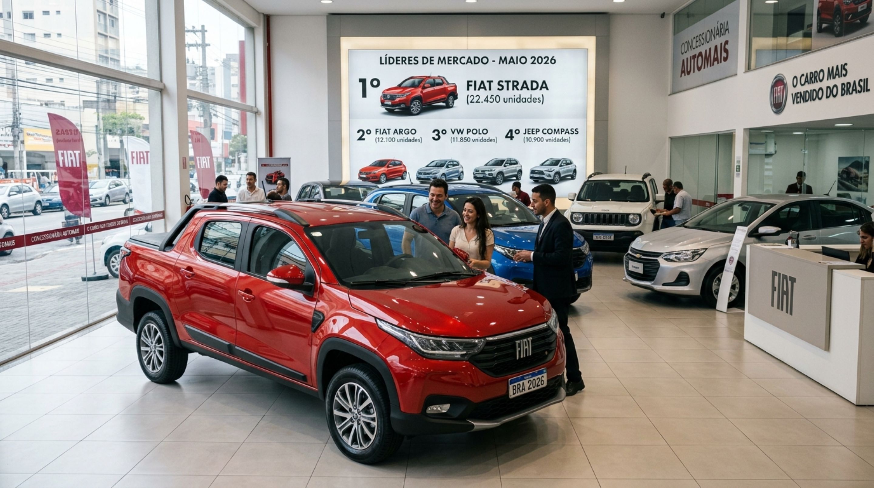 Top 10 carros mais vendidos em maio de 2026 tem Fiat Strada na liderança e BYD em destaque