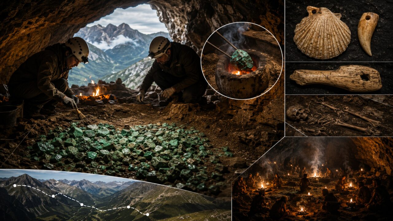Foram encontradas rochas verdes numa gruta recém-descoberta nos Pirenéus