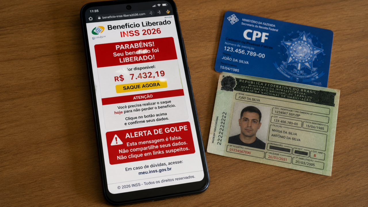 Falso benefício promete dinheiro rápido, mas pode entregar seus dados a criminosos digitais