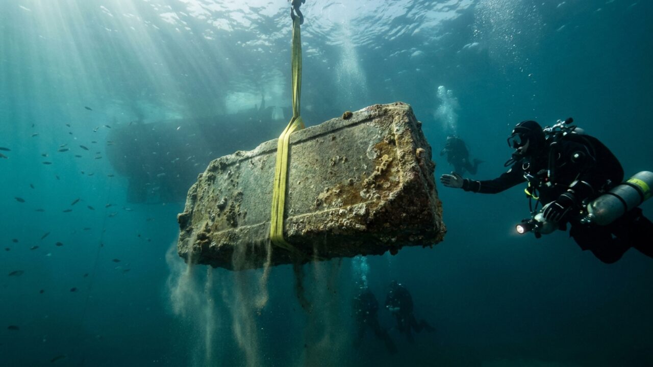 Após 1.600 anos submersos, arqueólogos resgatam blocos de 80 toneladas de uma das Sete Maravilhas do mundo antigo