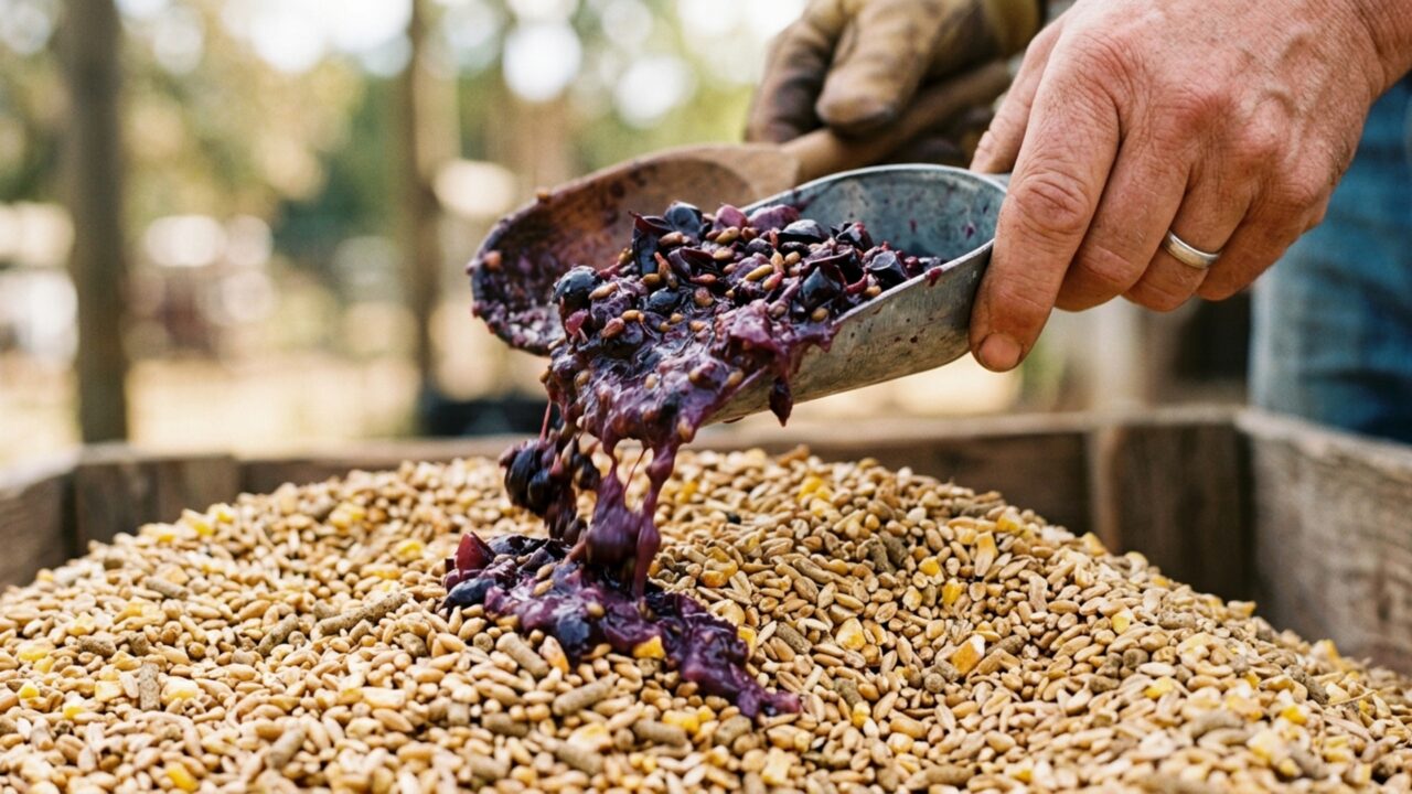 Pesquisadores de Cornell descobrem que resíduos de uva podem substituir antibióticos em granjas e melhorar a saúde intestinal dos frangos