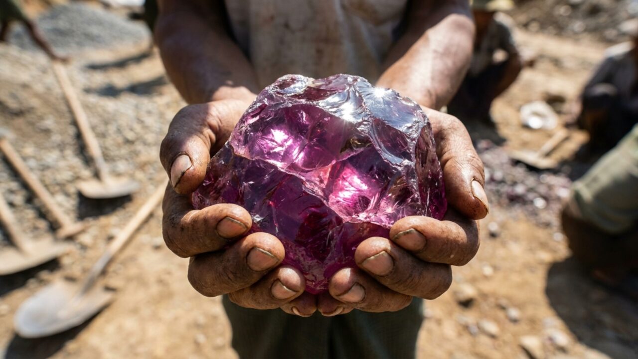 Rubi gigante de 11 mil quilates encontrado em Mianmar intriga especialistas e desafia o mercado mundial de pedras preciosas