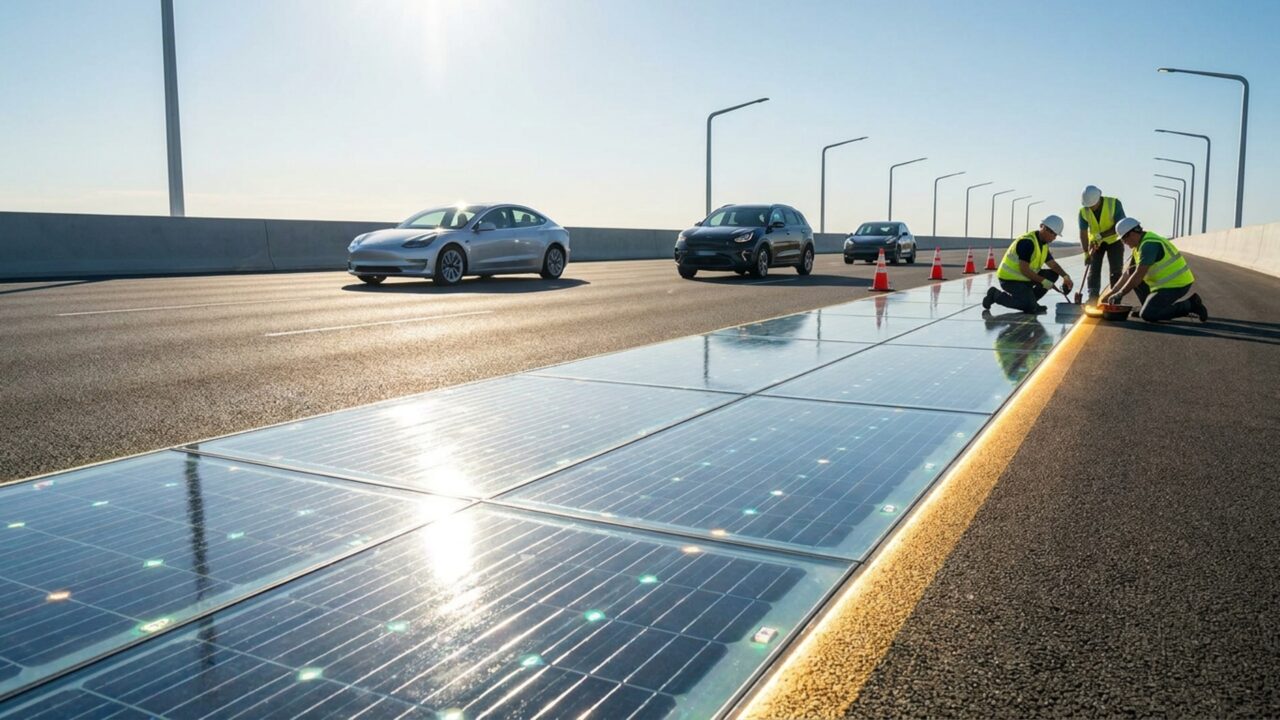 Adeus ao asfalto comum: EUA, França, Alemanha e Suíça começam a testar rodovias solares capazes de gerar energia para bairros inteiros