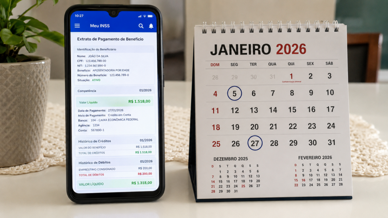 Beneficiários do INSS recebem aviso sobre calendário de 2026 e podem consultar a data pelo número final do cartão