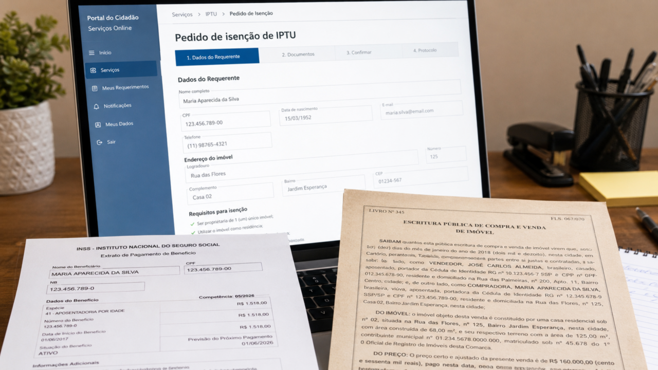 Isenção do IPTU para aposentado: o erro no patrimônio que pode bloquear o desconto na prefeitura