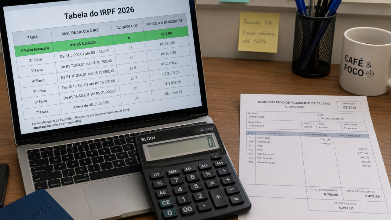 Nova tabela do Imposto de Renda em 2026 muda o desconto para milhões de brasileiros