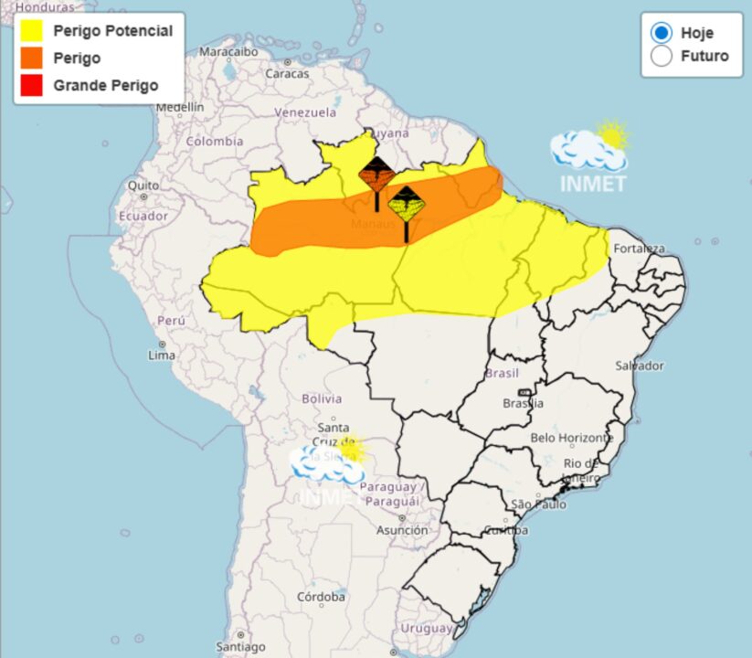 Inmet acaba de emitir alerta para fortes chuvas até o dia 0605, no Norte, Nordeste e Centro-Oeste