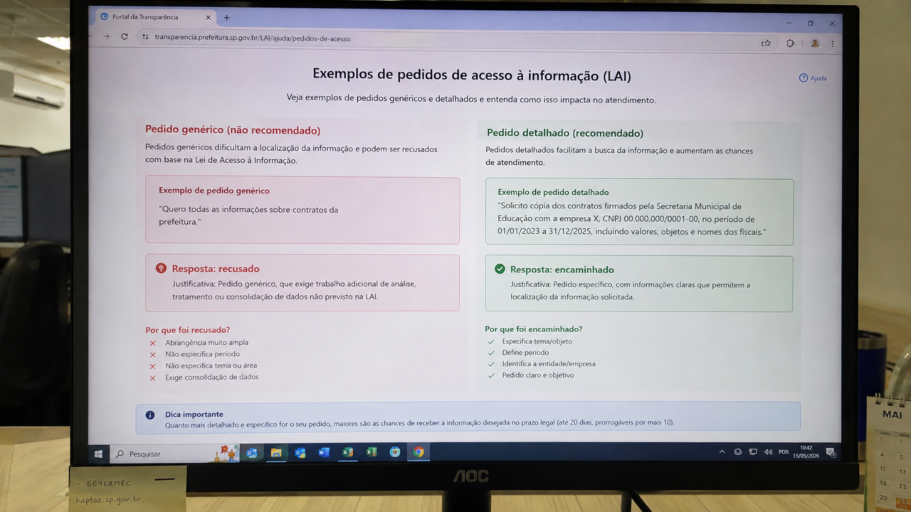 Pedido pela Lei de Acesso à Informação pode falhar por um erro simples na forma de solicitar
