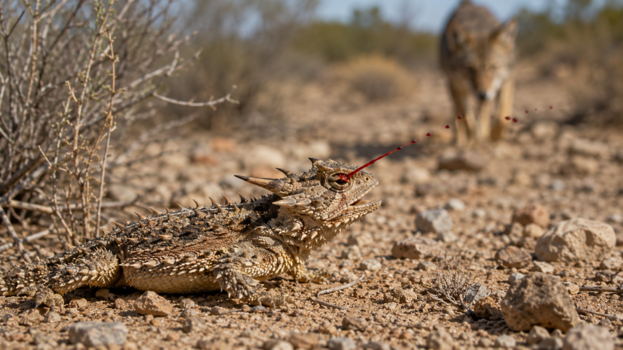 O animal que parece inofensivo, mas dispara sangue pelos olhos quando a ameaça chega perto
