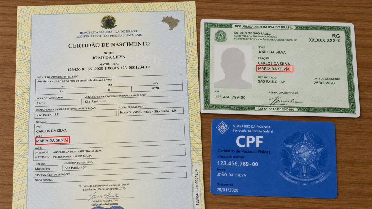 Mulher entregando documentos para atendente de cartório
