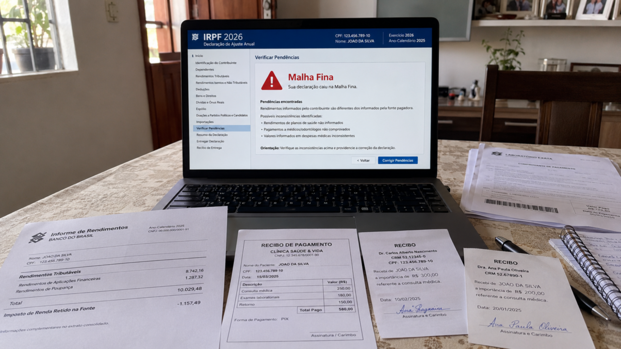 Malha fina do IR 2026 assusta contribuintes: os erros simples que podem travar sua restituição