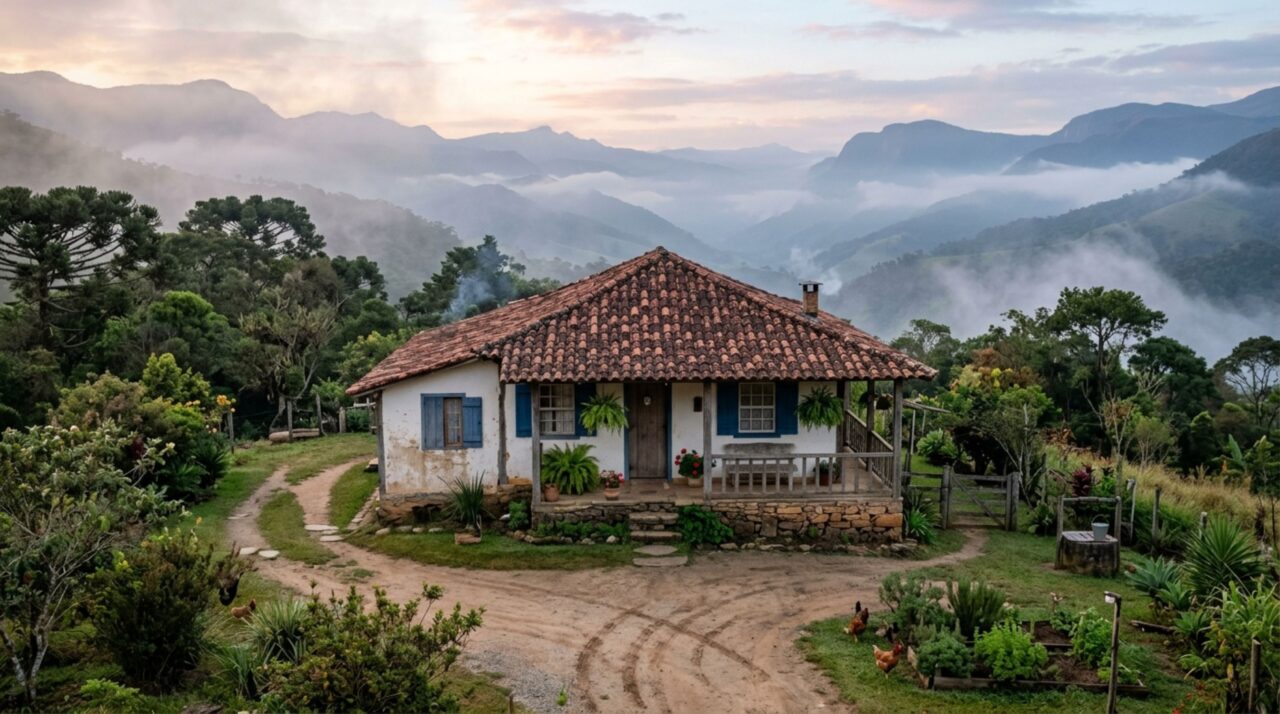 Em Minas Gerais, esse homem escolheu paz e decidiu viver sozinho em um casarão nas montanhas