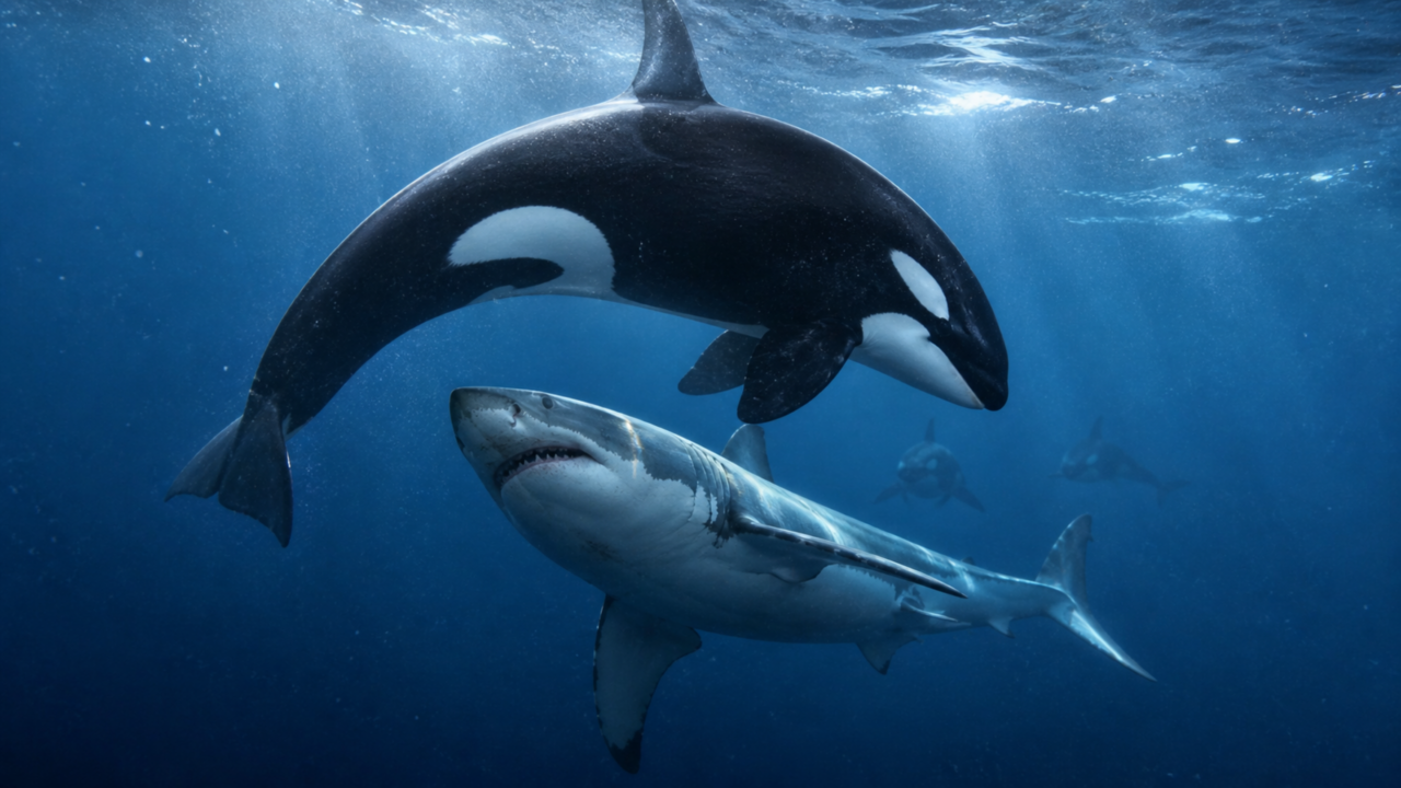 O animal que caça tubarões: como as orcas viraram terror até para grandes predadores do oceano