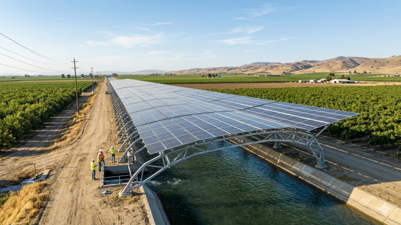 Os EUA quebraram todos os paradigmas: cobrem canais de irrigação com painéis solares e reduzem as proliferações de algas em 85%