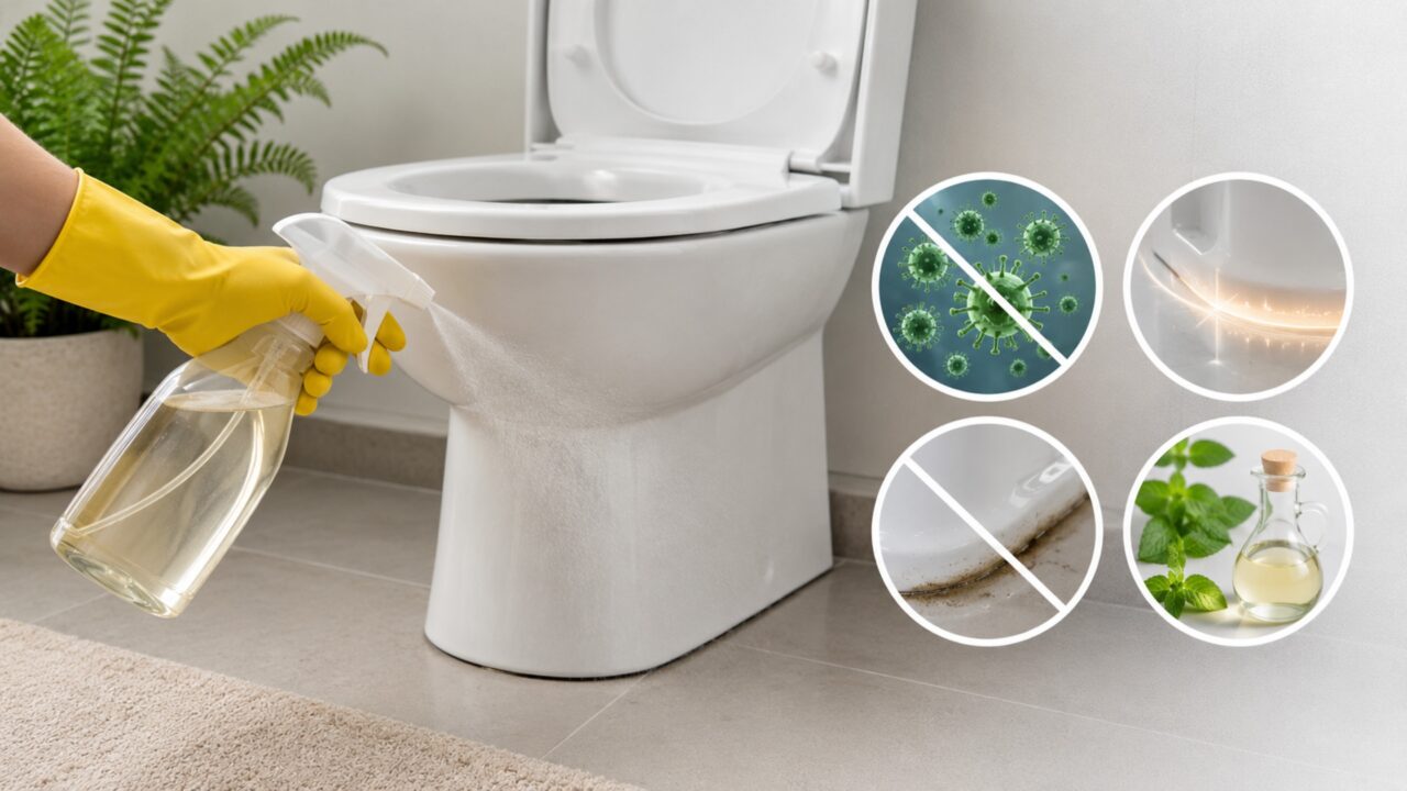 Para que serve borrifar vinagre ao redor do vaso sanitário e por que isso é recomendado