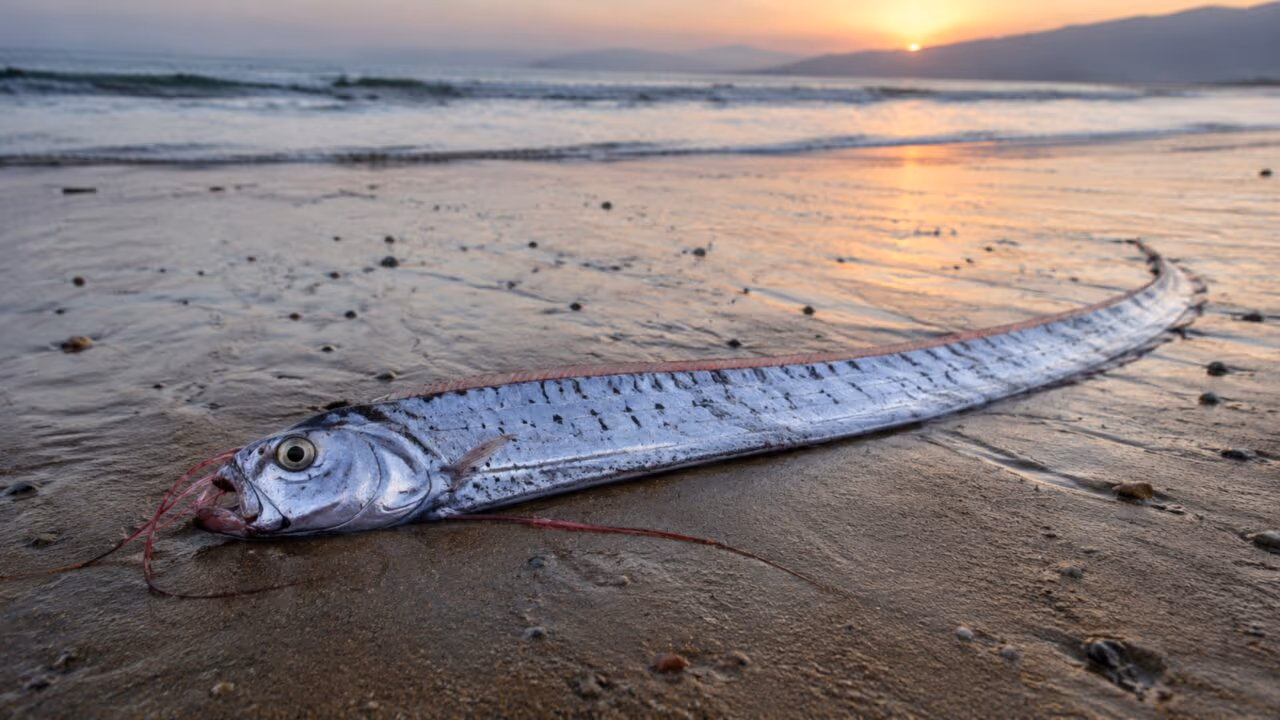 Peixe prateado longo na praia: um sinal de alerta para muitos