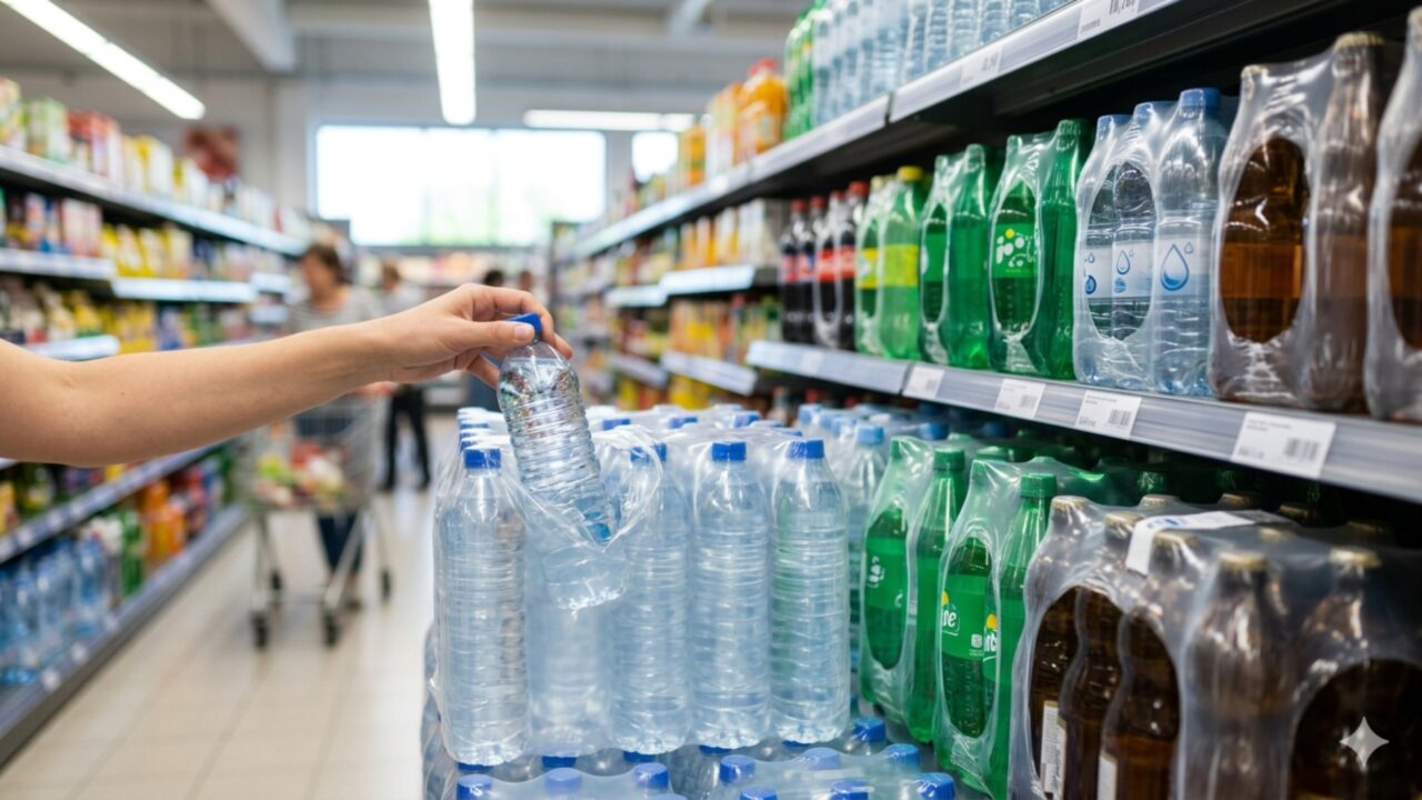 Posso tirar garrafas de agua ou refrigerantes do pacote fechado no supermercado?
