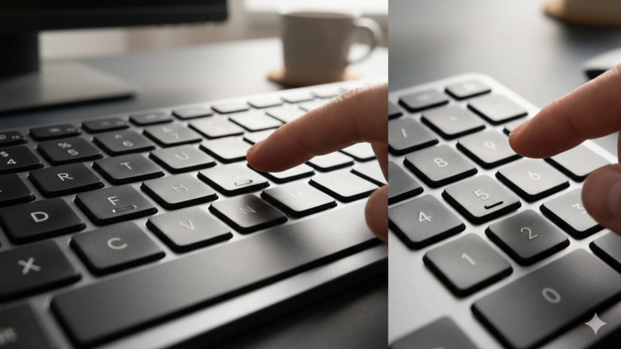 Qual é o propósito da linha sob as letras F e J e do número 5 no seu teclado do computador?