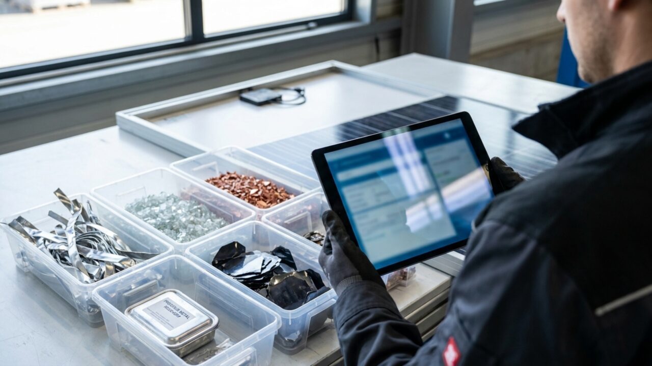 Empresa australiana cria sistema automatizado que desmonta painéis solares em 45 segundos e separa materiais por carga eletrostática
