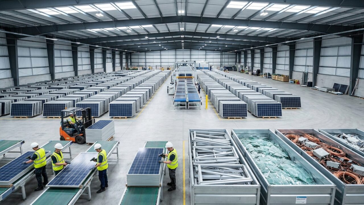 Empresa australiana cria sistema automatizado que desmonta painéis solares em 45 segundos e separa materiais por carga eletrostática