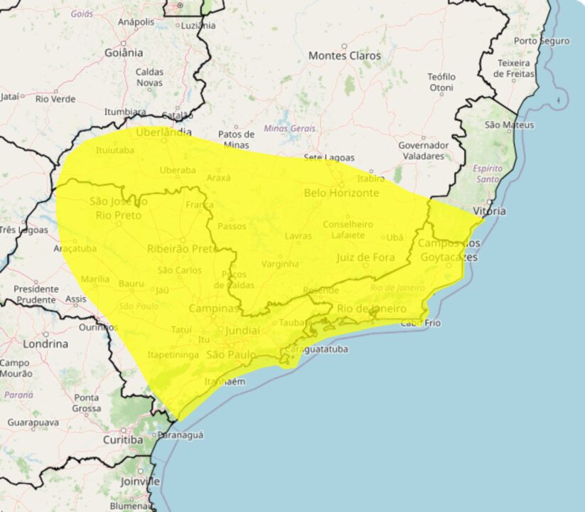 Região Sudeste sobre alerta do Inmet para forte tempestade nessa 3°feira, 19