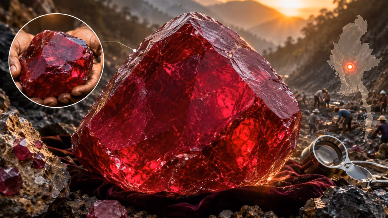 Rubi gigante de 11 mil quilates em Mianmar desafia lógica do mercado de pedras preciosas