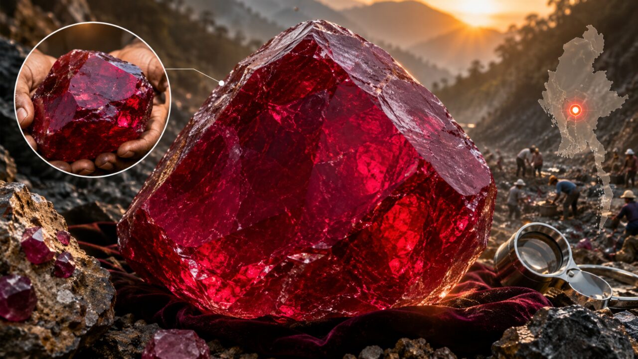 Rubi gigante de 11 mil quilates em Mianmar desafia lógica do mercado de pedras preciosas